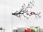 برچسب دیواری شاخه با طرح پرندگان و قلب - Image 2