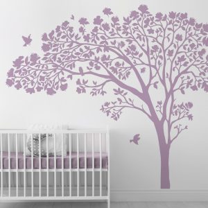 برچسب دیواری درخت با برگ و گل