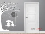 برچسب دیواری درخت با تاب، دختر و گربه - Image 4