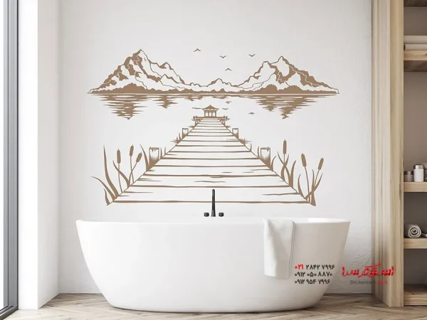 برچسب دیواری اسکله کنار دریاچه - Image 3
