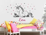 برچسب دیواری اسب تک شاخ با طرح اسم و ستاره - Image 2