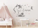 برچسب دیواری اسب تک شاخ با طرح اسم و پری - Image 3