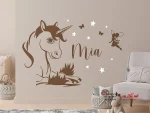 برچسب دیواری اسب تک شاخ با طرح اسم و پری - Image 4