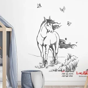 استیکر دیواری اسب با یال‌های روان