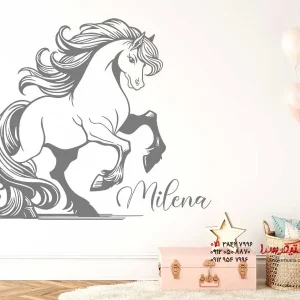 استیکر دیواری اسب خونسرد با نام دلخواه