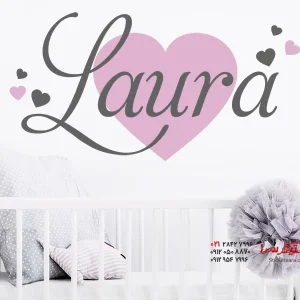 استیکر دیواری اسم دلخواه با قلب