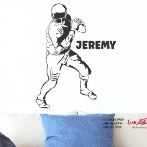 استیکر دیواری بازیکن فوتبال با نام دلخواه