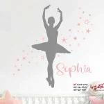 استیکر دیواری بالرین با طرح ستاره و اسم