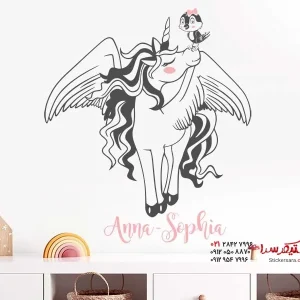 استیکر دیواری تک شاخ با طرح پرندگان