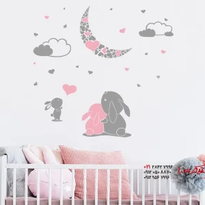 استیکر دیواری خانواده خرگوش