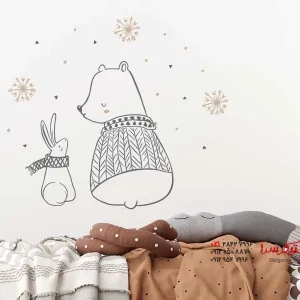 استیکر دیواری خرگوش و خرس