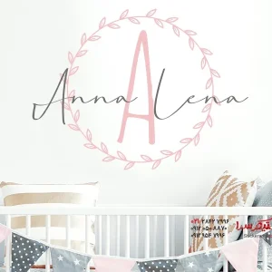 استیکر دیواری دایره‌ای بوهو با حرف و اسم