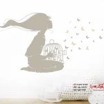 استیکر دیواری دختر با پروانه