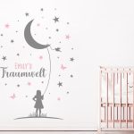 استیکر دیواری دختر ماه با اسم دلخواه