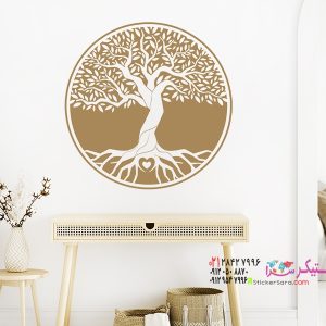 عکس استیکر دیواری درخت زندگی با طرح قلب