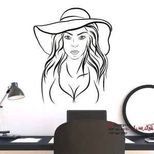 استیکر دیواری زن با کلاه