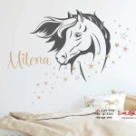 استیکر دیواری سر اسب با ستاره و اسم