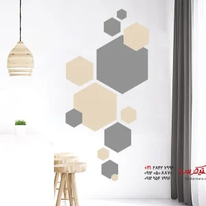 استیکر دیواری شش ضلعی دو رنگ