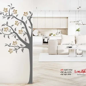 عکس استیکر دیواری طرح درخت نیمه