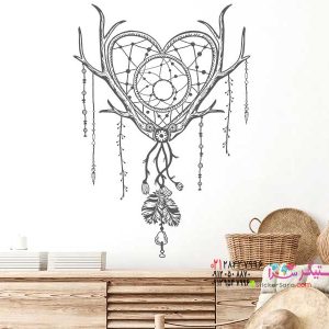 عکس استیکر دیواری طرح دریم کچر قلب با شاخ گوزن