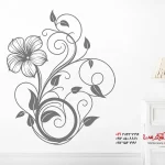 استیکر دیواری طرح گل منحنی