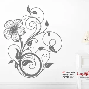 استیکر دیواری طرح گل منحنی