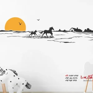 استیکر دیواری عاشقانه اسب
