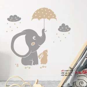 استیکر دیواری فیل با خرگوش