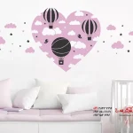 استیکر دیواری قلب ابری با بادکنک