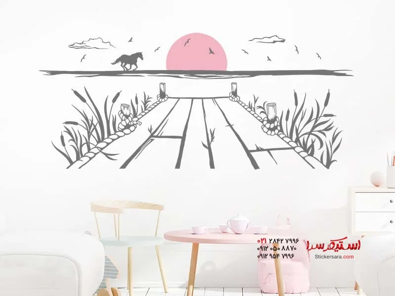 استیکر دیواری منظره اسب با پل_3 استیکر دیواری منظره اسب با پل