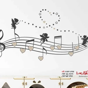 استیکر دیواری میله‌های موزیکال با طرح پری