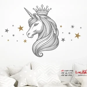 استیکر دیواری پرنسس اسب شاخدار