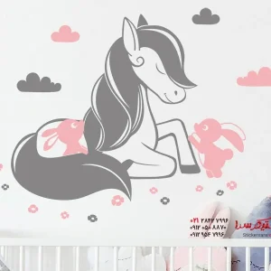 استیکر دیواری پونی با خرگوش