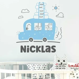 استیکر دیواری کمپر ون با نام دلخواه