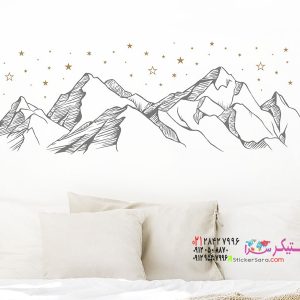 عکس استیکر دیواری کوه با آسمان پرستاره