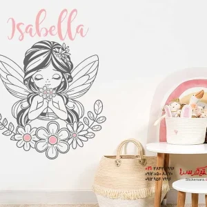 استیکر دیواری گل پری با اسم دلخواه