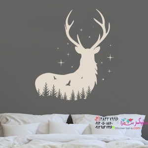 عکس استیکر دیواری گوزن مسحور