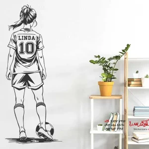 برچسب دیوار بازیکن فوتبال با نام و شماره