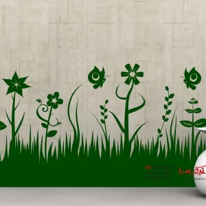 برچسب دیواری طرح گل و پروانه