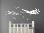برچسب دیواری طرح خلبانی با نام دلخواه