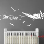 برچسب دیواری طرح خلبانی با نام دلخواه