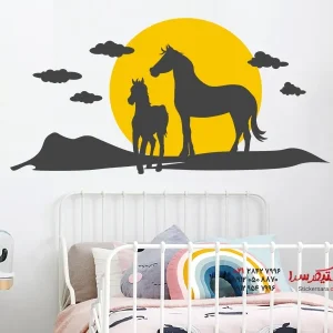 برچسب دیواری اسب در طلوع آفتاب