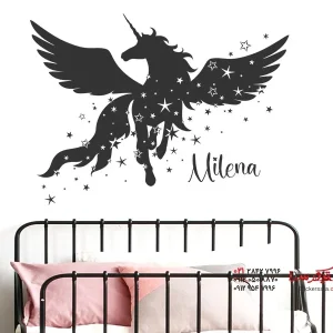 برچسب دیواری اسب پرنده با ستاره