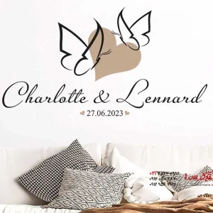 برچسب دیواری اسم با تاریخ و پروانه