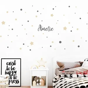 برچسب دیواری اسم با ستاره و نقطه