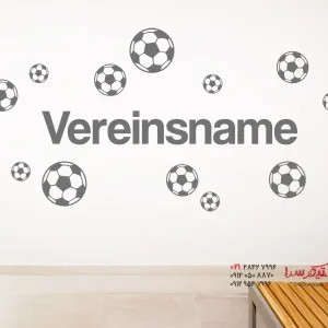 عکس برچسب دیواری اسم باشگاه با توپ فوتبال