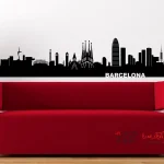 عکس برچسب دیواری اسکای‌لاین بارسلونا