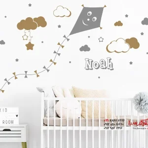 برچسب دیواری اژدها با ابر و نام