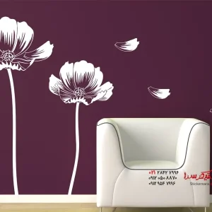 عکس برچسب دیواری با شکوه گل