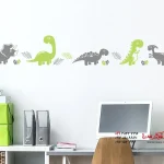 برچسب دیواری با طرح دایناسورهای حاشیه‌ای